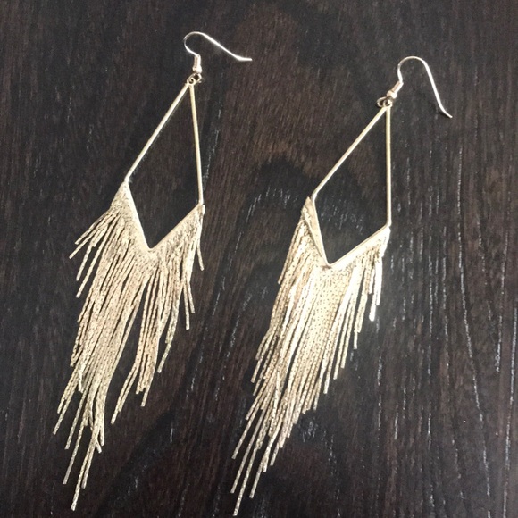 Gold tone dangle drop earrings - Picture 1 of 1